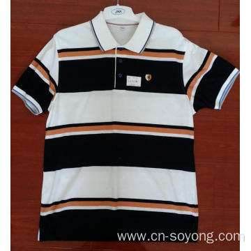 Cotton Yarn Dyed Engineering Stripe Polo Shirts